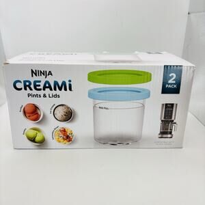Ninja Creami Pints & Lids 2 Pack Compatible With Ninja Cream Lime & Aqua. New!